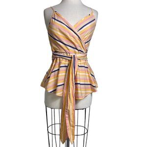 A new day M sleeveless striped top with tie wrap style zips adjus…
